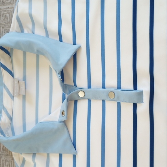 Chico's Zenergy Striped Sleeveless Polo Top - Blue and White - Picture 5 of 5